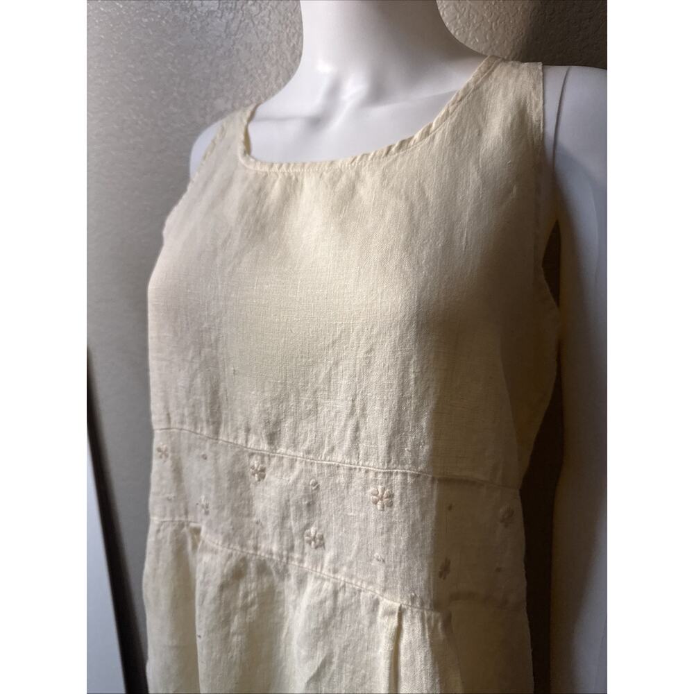 Aly Wear Linen Dress Womens Small Pale Yellow Lagenlook Cottagecore Minimalist - Picture 3 of 11